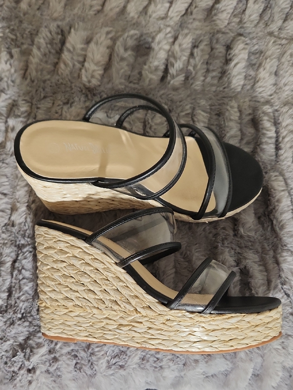 Nature Breeze Clear Strap Wedge Sandals